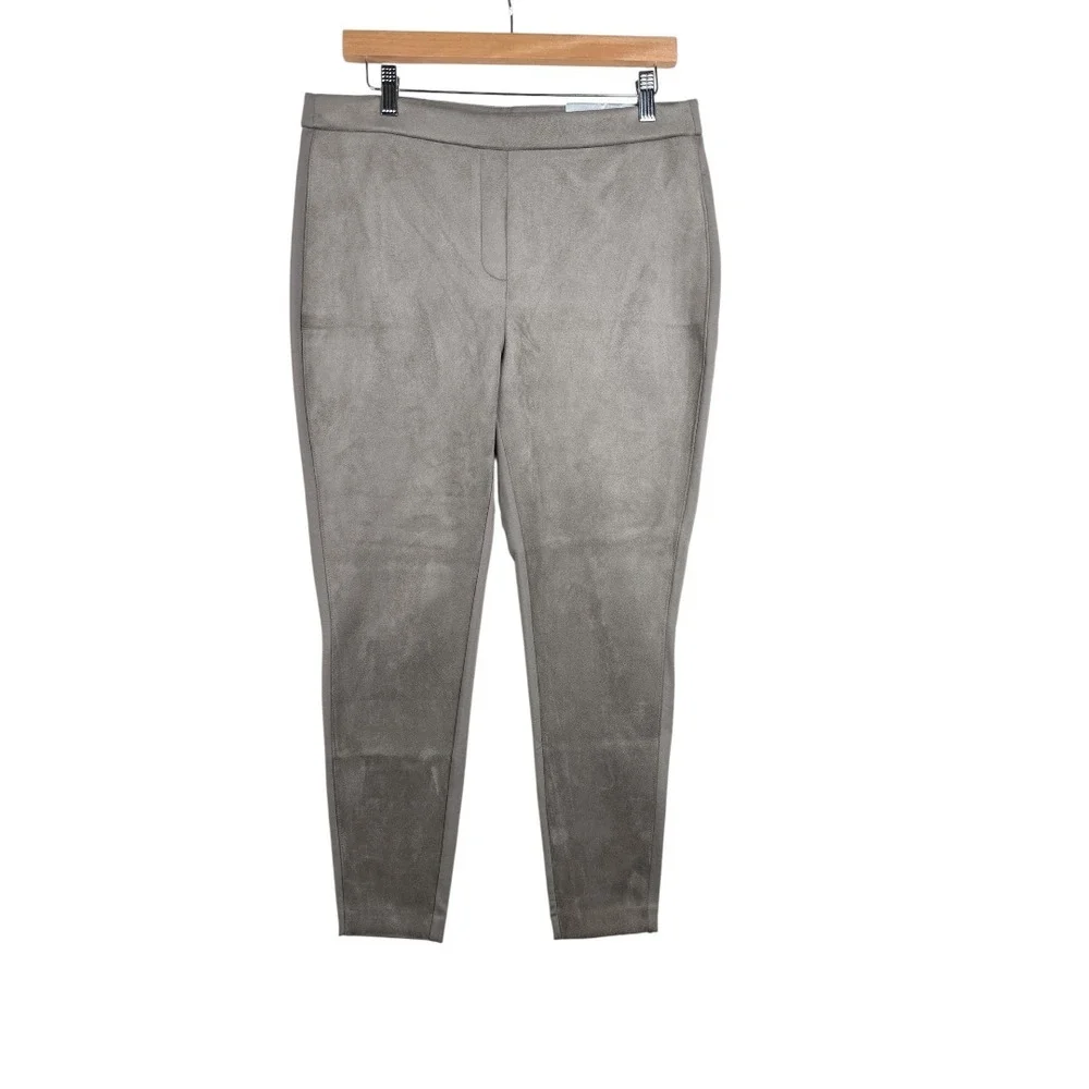 New Chicos Ponte Front Suede Pants size 2R (12R) Earthen Taupe Grayish‎